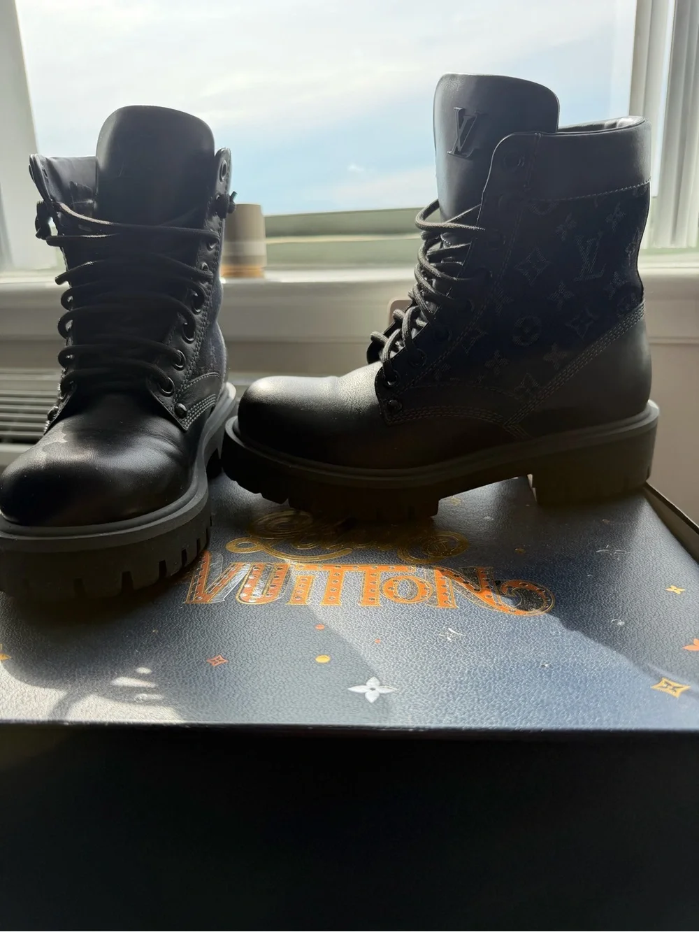 Louis Vuitton Black Lace-Up Leather Boots